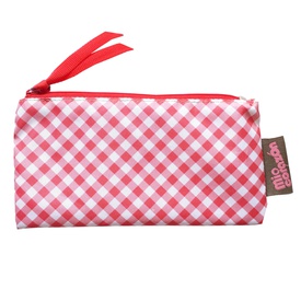 Cartuchera Lola Cuadros rojos - En lona impermeable y lavable.