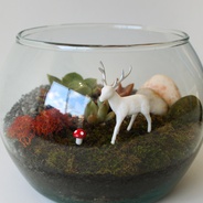 Terrario mediano de venado - Jardín en pecera con figura de venado.
