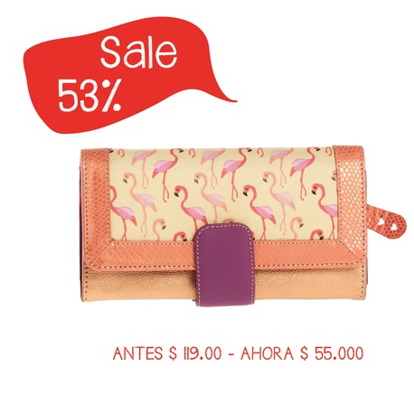 Billetera flamingos cobre