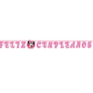 Banner Feliz Cumpleaños Minnie Mouse - Decora tu fiesta con este lindo banner de Feliz Cumpleaños de Minnie Mouse. 
Tamaño 1.9m X 1m 
