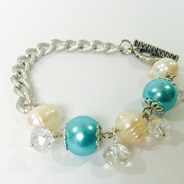 Pulsera cadena perla Rio - Pulsera con cadena en plata, perla y murano cristal