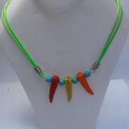 Collar cuerno fósil - Collar cuero piedra y cuerno en fósil